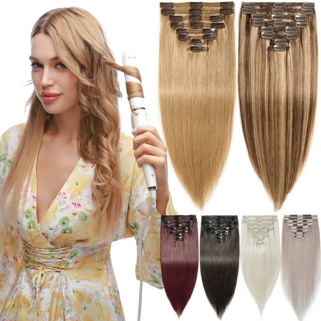 SEGO Clip in Hair Extensions Human Hair 100% Real Remy Hair 10-24 inch ...