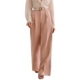 thumbnail image 2 of Women High Waist Floor-Length Straight Wide Leg Commute Suit Trousers Business Casual with Pockets Pink S, 2 of 9
