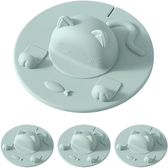 ACDANC 4Pcs Silicone Cup Covers,Cat-Designed Cup Cover with Tea Bag Holder Mug Lid for Coffee Milk Tea(Green)