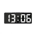 thumbnail image 1 of Reloj despertador digital con espejo blanco (negro), con pantalla LED de fecha y temperatura, brillo ajustable, función de repetición para viajes, dormitorio, oficina y cocina, alimentación USB y bate, 1 of 5