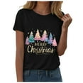 thumbnail image 4 of larppty Christmas Shirts for Women Christmas Tree Printed Tshirts Short Sleeve Round Neck Tops (Black, 3XL), 4 of 6