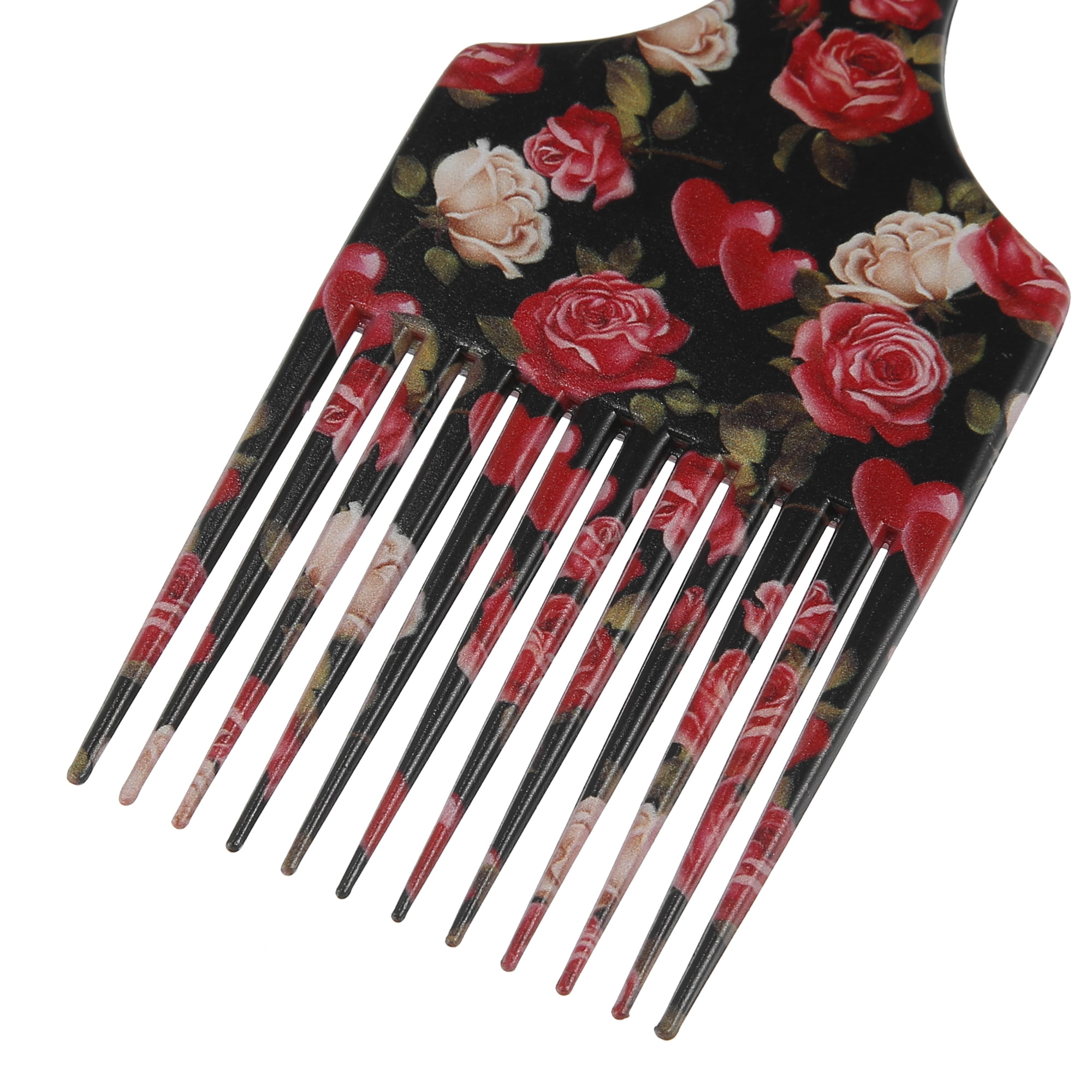 Unique Bargains Wide Tooth Afro Hair Pick Comb Hair Styling Tool for Men Plastic Flower M