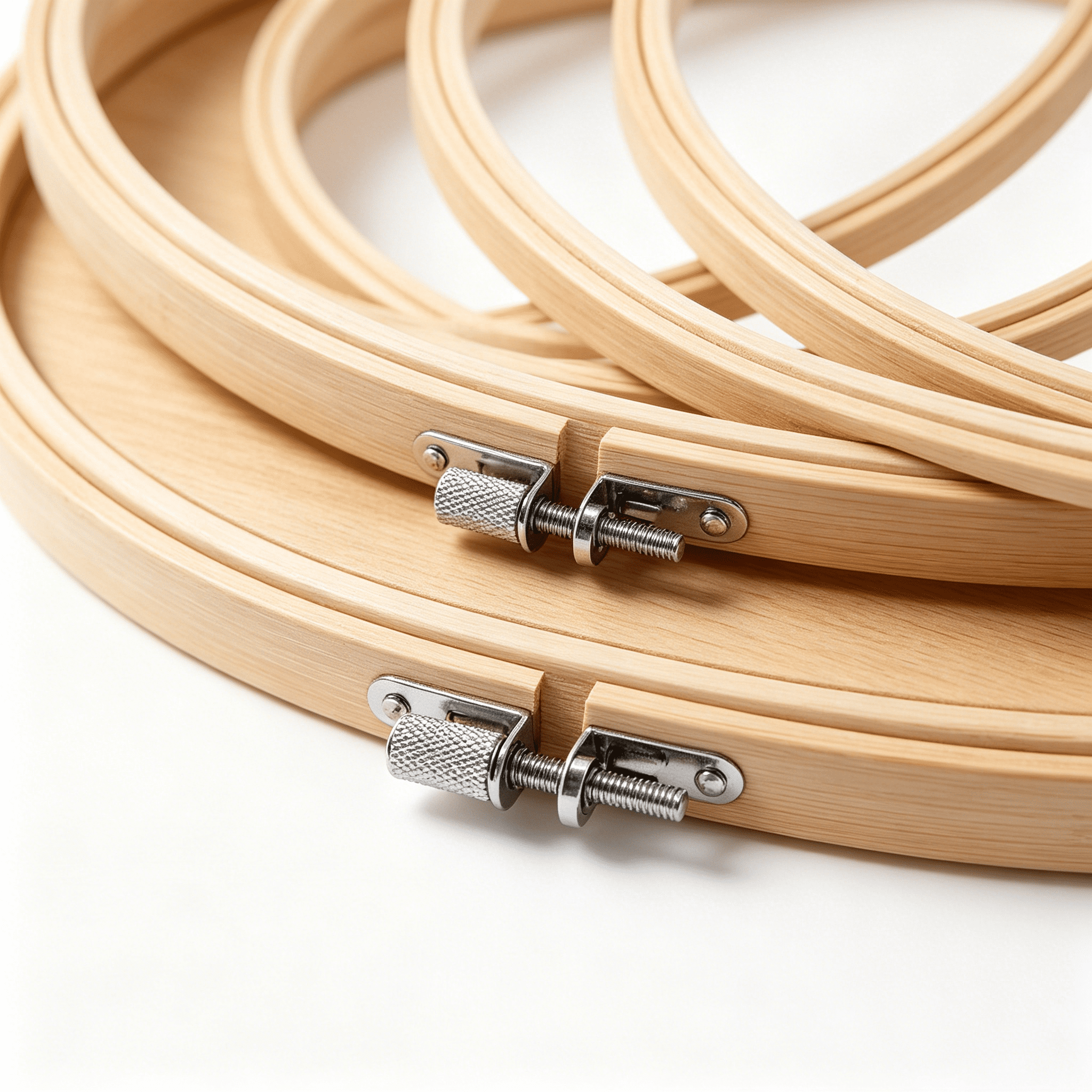 XIBUFE 12Pcs 10" Wooden Adjustable Bamboo Embroidery Hoops Bulk