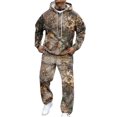 thumbnail image 3 of Nokdvo Sweatsuit for Men Camouflage Maple Leaf Print Hoodies Sets with Kangaroo Pockets Long Sleeve Outfits Lounge Casual Loose Fashion Jogging Outfits Tracksuit,Deep Green 2XL, 3 of 4