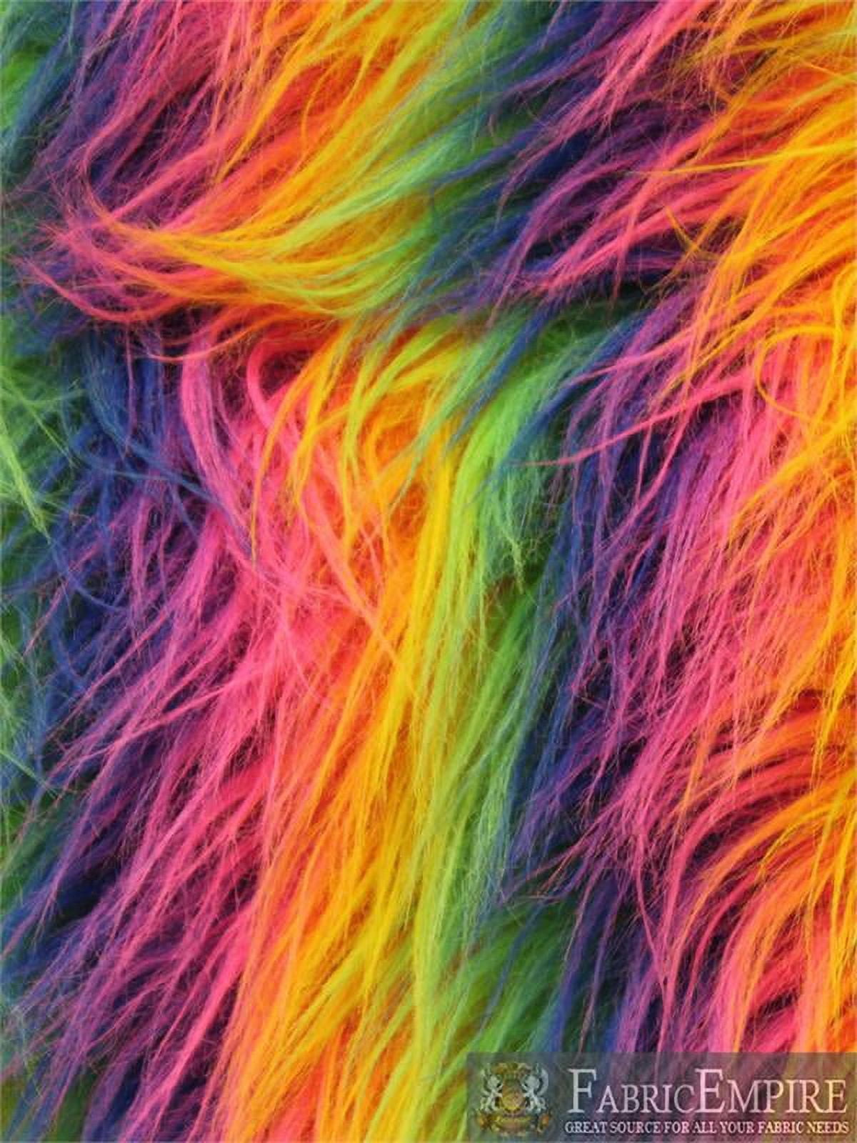Faux Fur Fabric Long Pile GORILLA Rainbow Stripes / 60" Wide / Sold by the yard