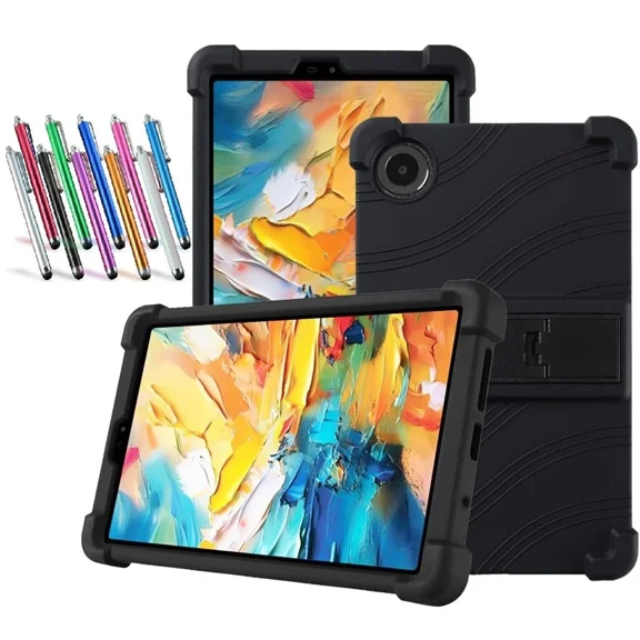 elitegadget Case for TCL Tab 8 Gen 2 / TCL Tab 8 NXTPAPER 5G 8.7 inch - Lightweight Protective Silicone Stand Cover 1 Random Color Stylus (Black)