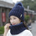 thumbnail image 2 of Qarigey Gorro de invierno con pompones de piel para mujer, gorro de invierno para mujer y niña, gorros tejidos, gorro, gorro grueso para mujer, gorros Sombreros azul marino Qarigey PS12782-08, 2 of 6