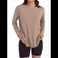 thumbnail image 3 of Camisetas de Larga Extragrandes para Mujer 2025, Camisetas Básicas de Cuello Redondo, Tops de Otoño, Ropa Informal de Entrenamiento Y2K Caqui L, 3 of 10
