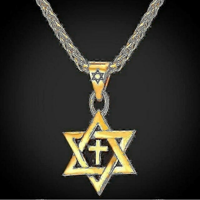 Metal Gold Plated Star Of David Cross Pendant Necklace Classic Jewish Cultist 2024