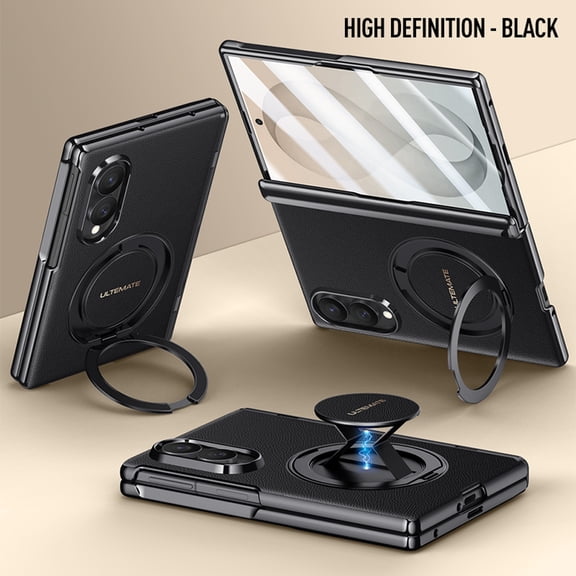Sanwo for Samsung Galaxy Z Fold 8 Case, Shockproof Kickstand Protective Cover with Built-in Screen Protector, 360° Full Body Protection, Black