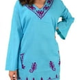 thumbnail image 4 of Peach Couture Summer Women Oversized Cotton Embroidered Cover-up Beachwear Tunic, 4 of 10