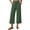AH08_Army Green, variant on Womens Cotton Linen Wide Leg Pants Casual Zipper Front Summer Cropped Trousers Dressy Pants with Pockets Dark Blue S