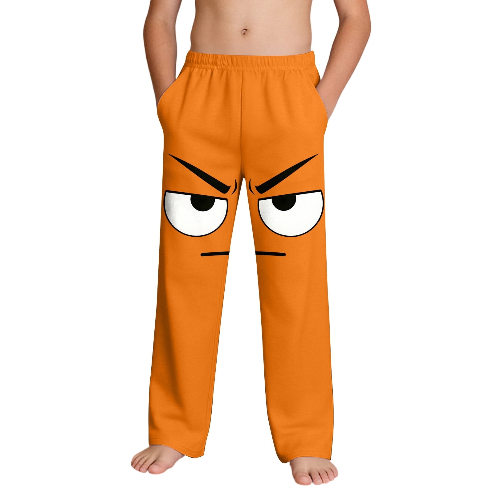 Lovzfmll Little Boy s Pants Funny Print Straight Leg Elastic Waist Pants Full Length Casual Outfits for 6-7 Years