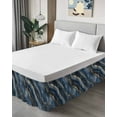 thumbnail image 4 of Abstract Marble Texture Bed Skirt California King Size 16" Drop Gradient Blue Gold Wave Art Ruffled Wrap Around Bed Skirts Adjustable Elastic Bedskirt Dust Ruffle for California King Size Bed, 4 of 7