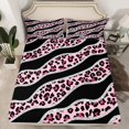 thumbnail image 3 of Homewish Modern Leopard Print Twin Sheet Sets for Female, Fashion Lines Stripes Twin Fitted Sheet, Black Pink Abstract Ombre Flat Sheet, Luxury Bedroom Decor, 3 Pieces, 3 of 8