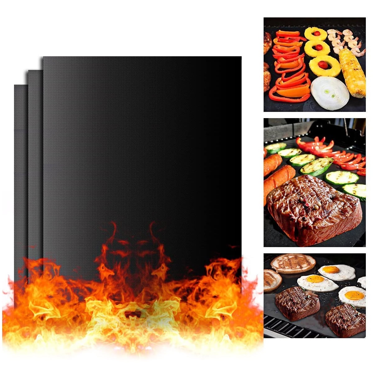 Seenda 5 PCS Grill mat Non Stick BBQ Grill Sheets Reusable Grill