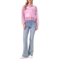 thumbnail image 2 of INSPIRE CHIC Sheer Bomber Jacket for Women's Zip Up Long Sleeve See Through Jackets XL Light Purple, 2 of 6