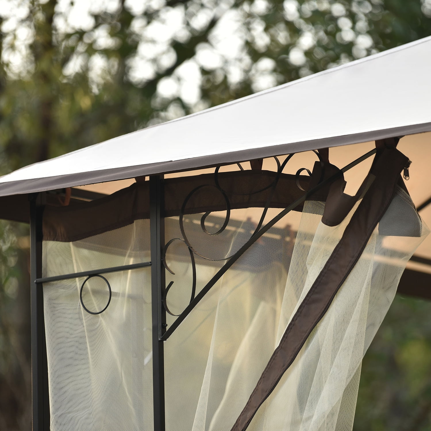 Kadyn 13 Ft Patio Outdoor Gazebo, Double Roof Soft Canopy Garden with Mosquito Netting Suitable for Backyard, khaki Kadyn 13 Ft Patio Outdoor Gazebo, Double Roof Soft Canopy Garden with Mosquito Netting Suitable for Backyard, khaki