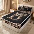 thumbnail image 2 of Erosebridal Bowknot Letter B Zipper Full Size Comforter Sets with Fitted Sheet and 2 Pillowcases for Girls, Fashion Leopard Print Zipper Bedding Set, Black Reversible, 4 Pieces, 2 of 7