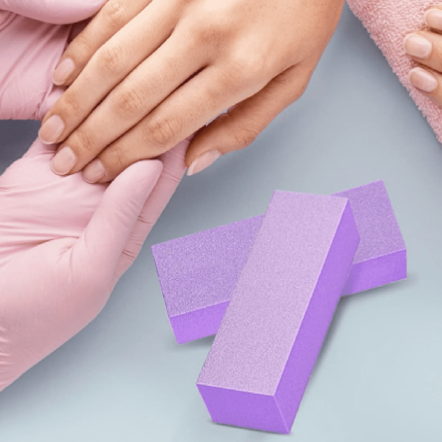Nail Buffer Block, Medium/Fine Grit 100/180 Finishing Buffers for Acrylic Nails Gel Polish Nails, Pedicure Manicure Buffer Kits, 5 Count (Purple)