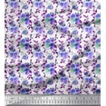 thumbnail image 1 of Soimoi Purple Japan Crepe Satin Fabric Leaves & Rose Flower Print Fabric by The Yard 42 Inch Wide, 1 of 1