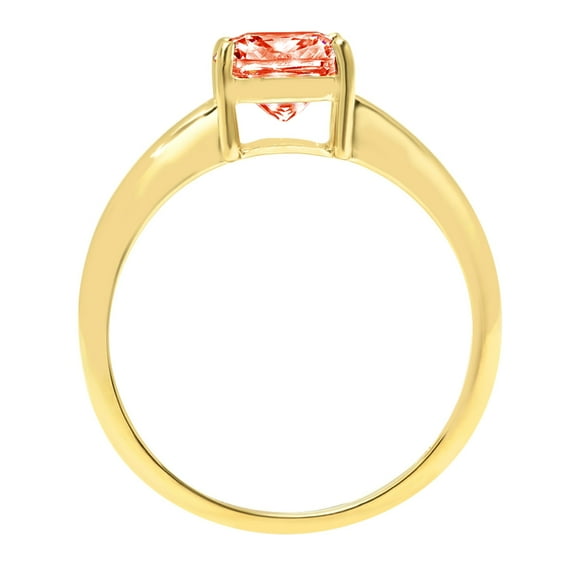 2.5 ct Cushion Cut Simulated Red Diamond Solitaire Engagement Ring for Women in 18K Yellow Gold