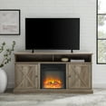 thumbnail image 2 of Walker Edison Farmhouse Barn Door Tall Fireplace TV Stand for TVs up to 65", Grey Wash, 2 of 9