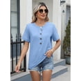 thumbnail image 4 of Camiseta EADINVE para mujer, cuello redondo, manga corta, azul, corte holgado, 4 of 6