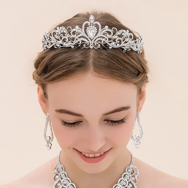 Tiaras Crowns for Women, Silver Crystal Tiara Crown Headband  display picture 3
