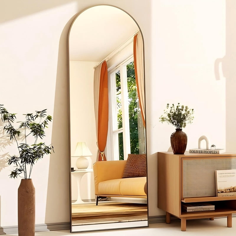 Anyrose 64"x 21.5" Arched Full Length Mirror Wall Mirror with Aluminum Alloy Frame,Black