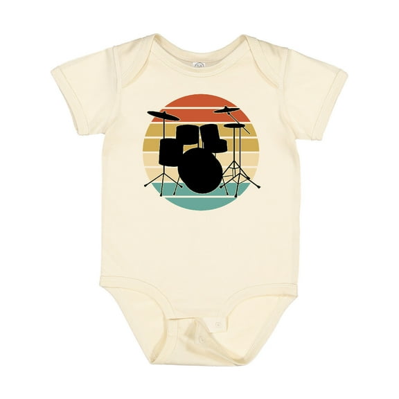 Inktastic Drum Set Retro Drummer Sunset Boys or Girls Baby Bodysuit