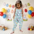thumbnail image 1 of Mono para niñas pequeñas, mono con estampado de Pascua, mono con tirantes, conjuntos de verano, ropa para niñas, 1 of 7