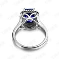 thumbnail image 2 of Perfect 2.05 Carat 7mm Cushion Cut Blue Sapphire And Moissanite Diamond Antique Engagement Ring in 10k White Gold, 2 of 5