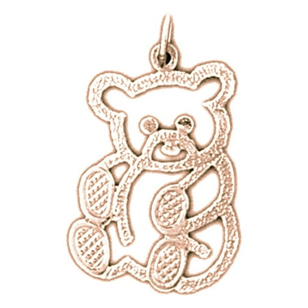14K Rose Gold Teddy Bear Pendant - 25 mm