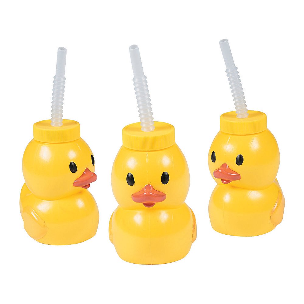 Rubber Ducky Molded Cup With Straw Party Supplies 8 Pieces