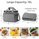 thumbnail image 4 of Bolsa térmica para comida de 15 l para hombres y mujeres, pequeña y suave bolsa térmica plegable para el almuerzo, para la oficina, la escuela, el picnic, la playa, los viajes, color gris, 4 of 5