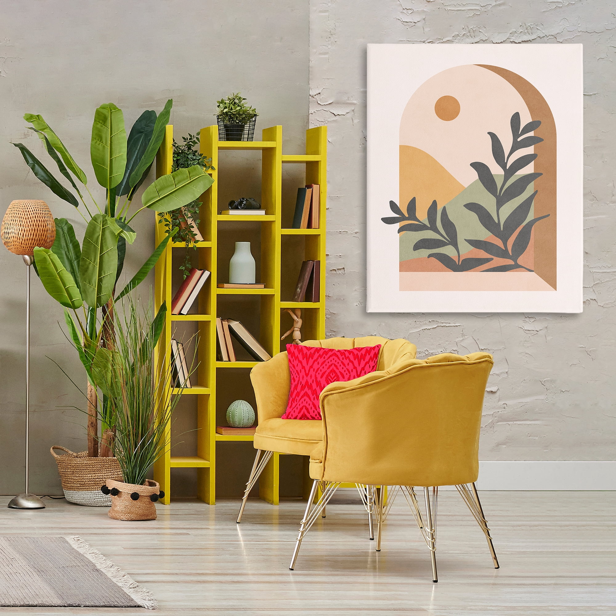 Stupell Industries Soft Boho Window View Landscape & Nature Painting Wrapped Canvas Art Print Wall Art, 36 x 48
