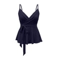 thumbnail image 4 of SGMVNU Women's Cute Sleeveless Peplum Tank Tops Sleeveless V Neck Crop Wrap Top Cute Summer Tie Front Camisole, Navy, Size M, 4 of 6