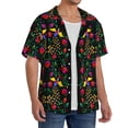 thumbnail image 2 of Rateoe Mexican Flower 2 Pattern Men's Short Sleeve Classic Shirt, Casual Short-Sleeved Shirt, Lightweight Summer Shirt, Cuban Collar Shirt,Button-Front Shirt-XX-Large, 2 of 5