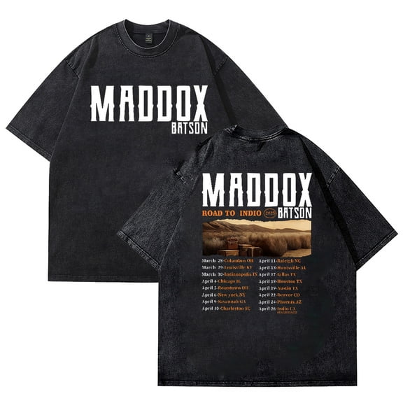 Maddox Batson T-shirt Vintage Washed Design Men's and Women's Round Neck Short Sleeve Top
