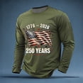 thumbnail image 2 of KHONTS 250 Years American Flag Anniversary Shirts for Men 1776-2026 USA 250th T-Shirt Classic Fit Retro Long Sleeve Tops 03-Army Green L, 2 of 4