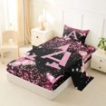 thumbnail image 2 of Manfei Pink Butterfly Twin Sheets,Girls Personalized Letter A Bedding,3-Piece, 2 of 6