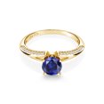 thumbnail image 2 of Gem Stone King 1.58 Ct Round Blue Created Sapphire 18K Yellow Gold Plated Silver Ring (Size 8), 2 of 4