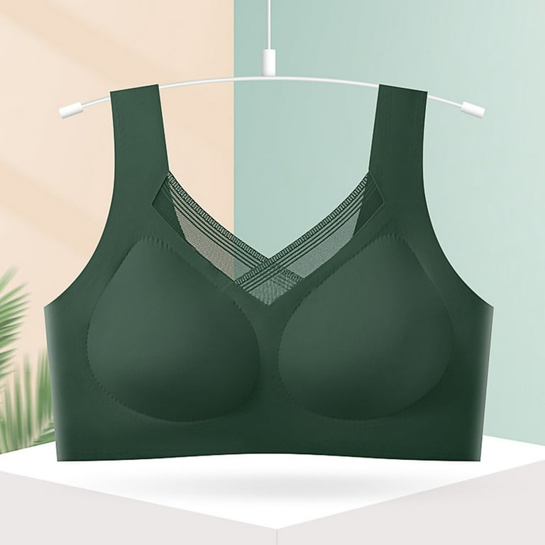 Seamless non-wired bra, Green, Woman