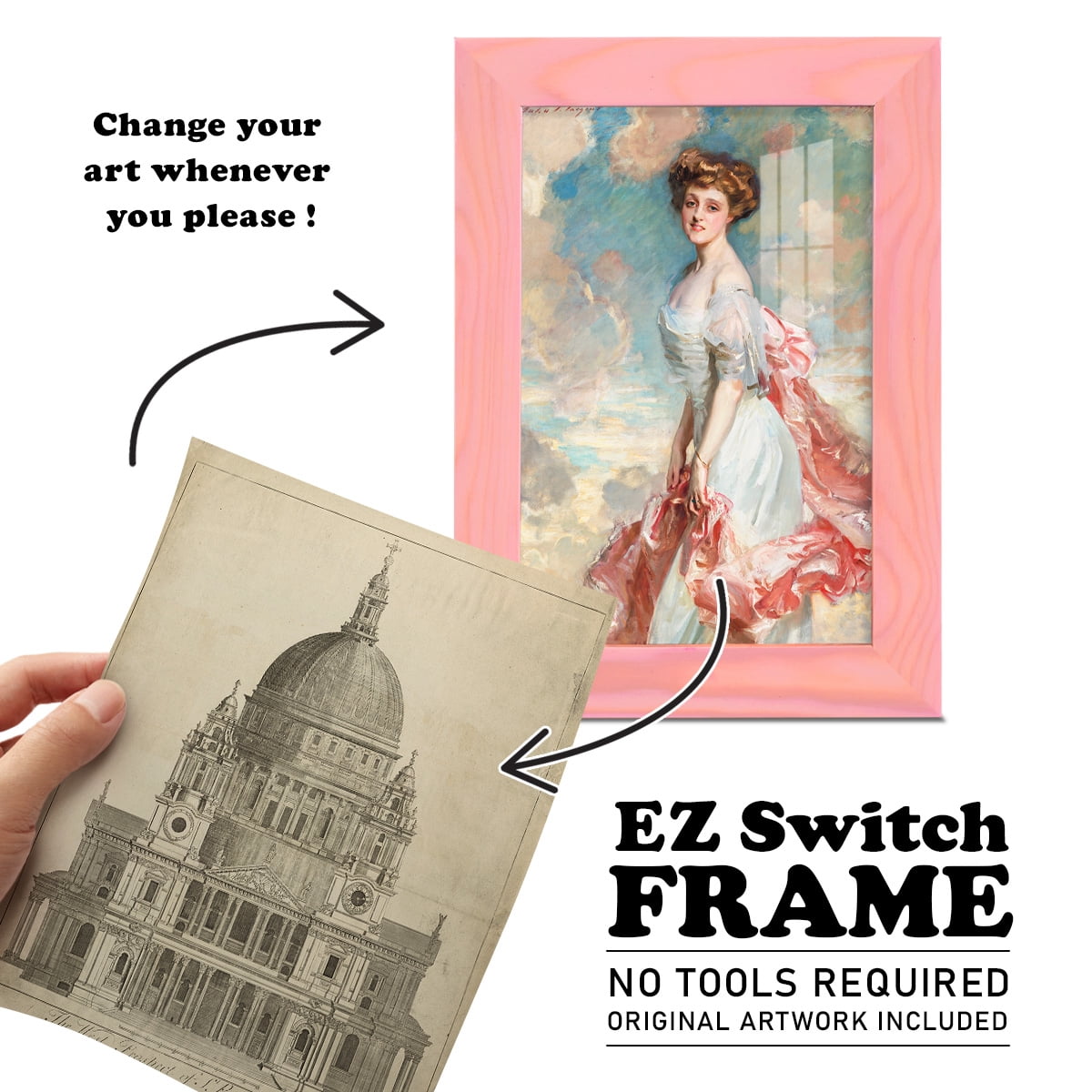 St. Paul's Cathedral -Framed Print w/glass-Sunset Pink