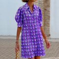 thumbnail image 1 of Fashion Bohemian Single Breasted Straight Mini Dresses Casual Printed Shirt Dress Ladies Lapel Short Sleeve Loose Office DressS Gao Jinjia LED, 1 of 2