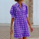 thumbnail image 1 of Fashion Bohemian Single Breasted Straight Mini Dresses Casual Printed Shirt Dress Ladies Lapel Short Sleeve Loose Office DressS Gao Jinjia LED, 1 of 2