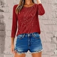 thumbnail image 5 of Abstract Art Line Print T-Shirt for Women Casual 3/4 Sleeve Graphic Tee Loose Fit Summer Fashion Top, 5 of 8