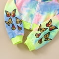 thumbnail image 3 of Gyratedream 6-10T Child Girls Zip Up Hoodie Sweatpants Fall Butterfly Print Sport Outfits,Tie Dye, 3 of 4