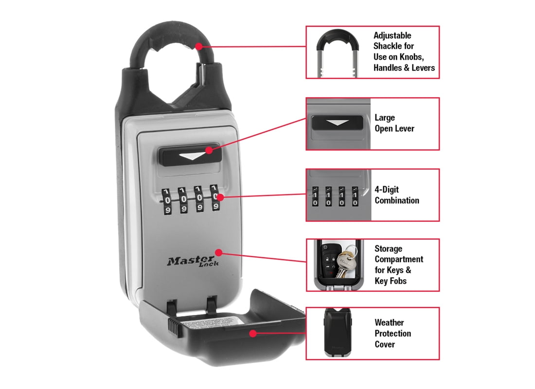 Master Lock Metal 2-7/8" 4-Dial Combination Lock Box, 1 Pack, 5420EC